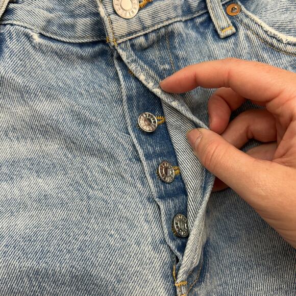 AGOLDE Light Blue Denim Distressed Button Fly Cut Off Jean Shorts 30 - Picture 6 of 8